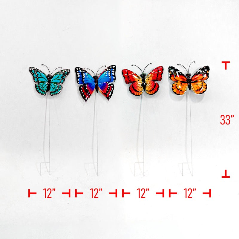 Large Metal Butterfly on Pole
