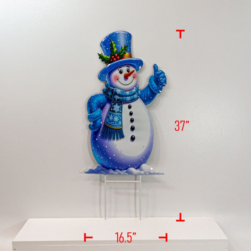 Metal Blue Christmas Snowman