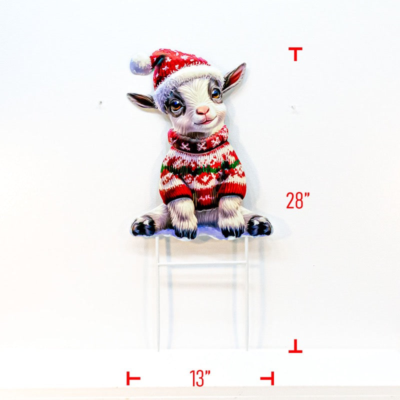 Metal Christmas Goat with Sweater