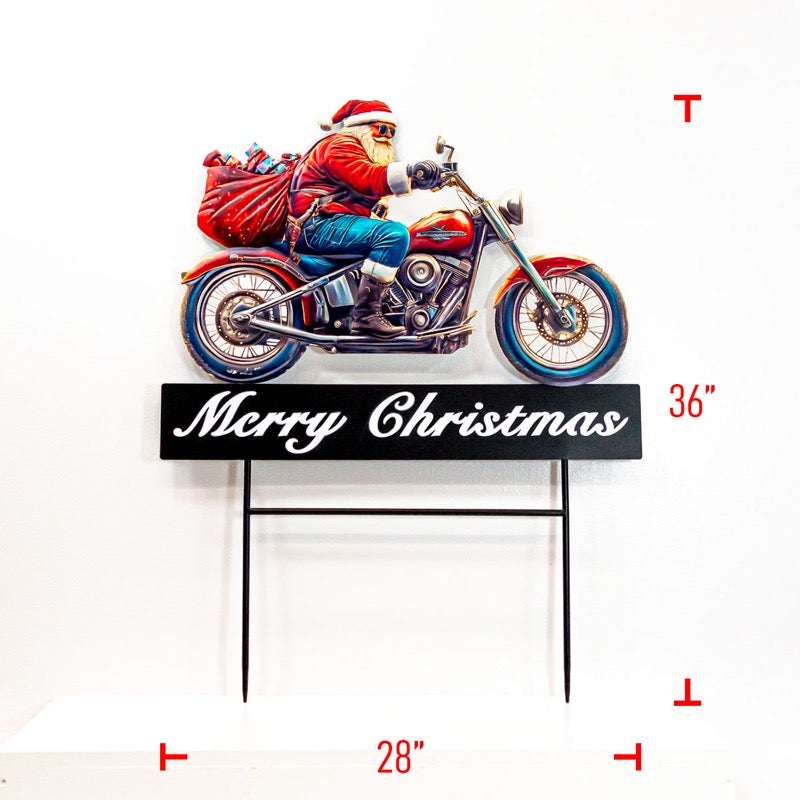 Metal Santa on Motorcycle