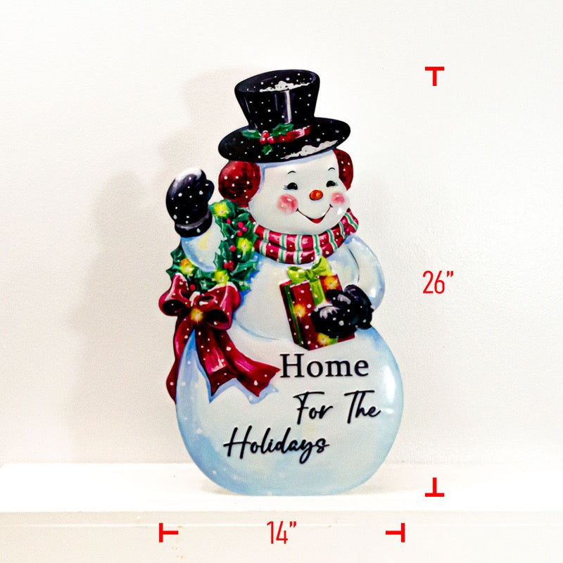 Metal Snowman On Easel