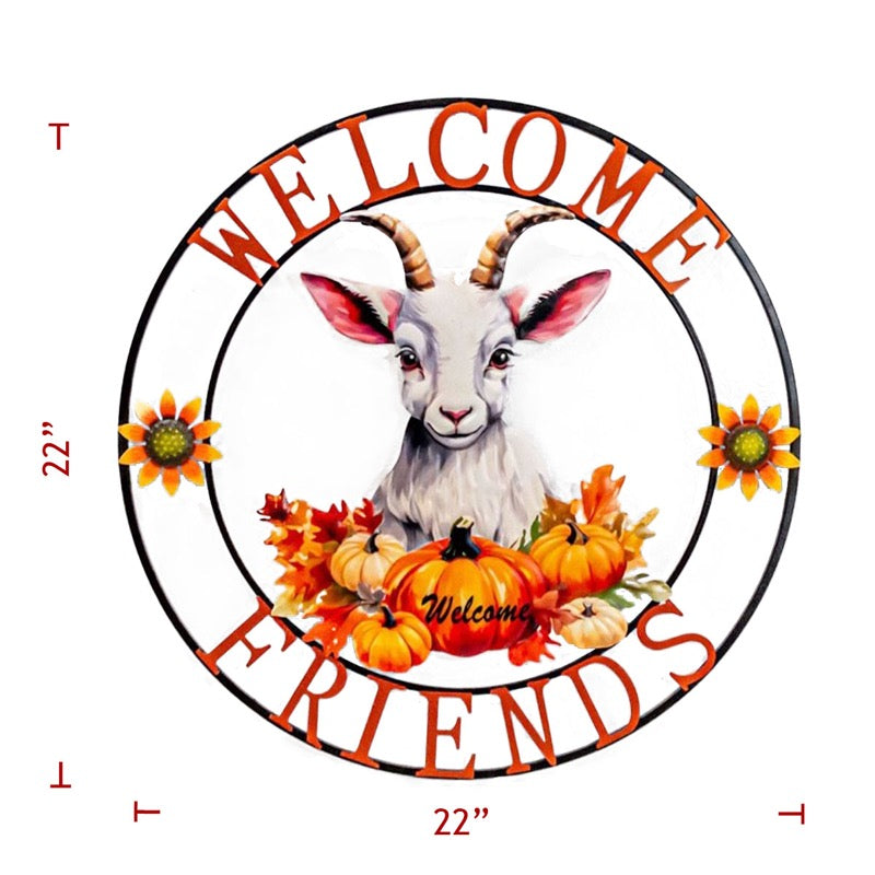 22" Round Metal Goat Plaque