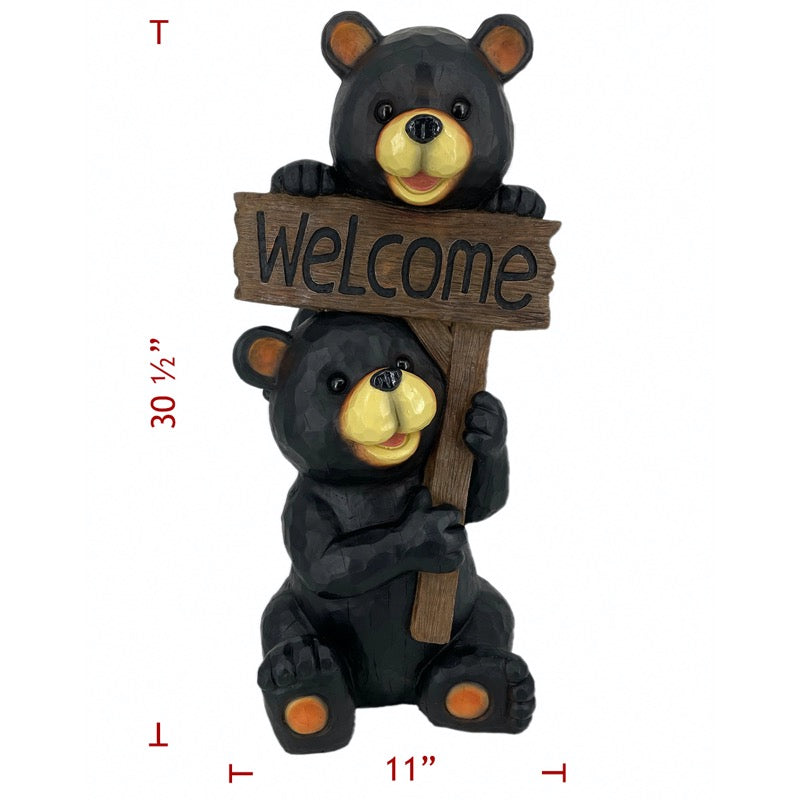 2 Black Bears w/Welcome Sign