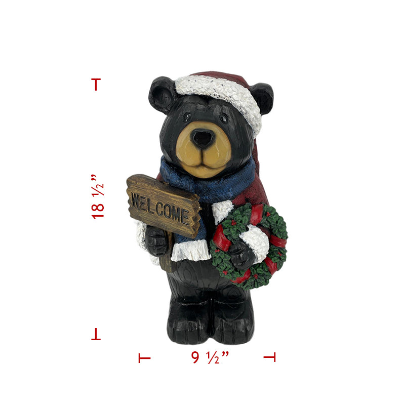 18" Poly Christmas Bear with Wreath