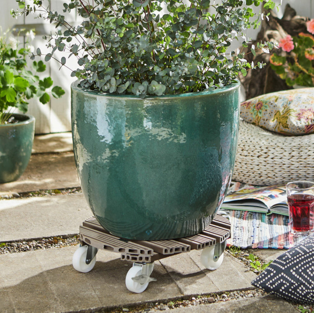 15.1" Taupe Round WPC Plant Caddy -Ship Only