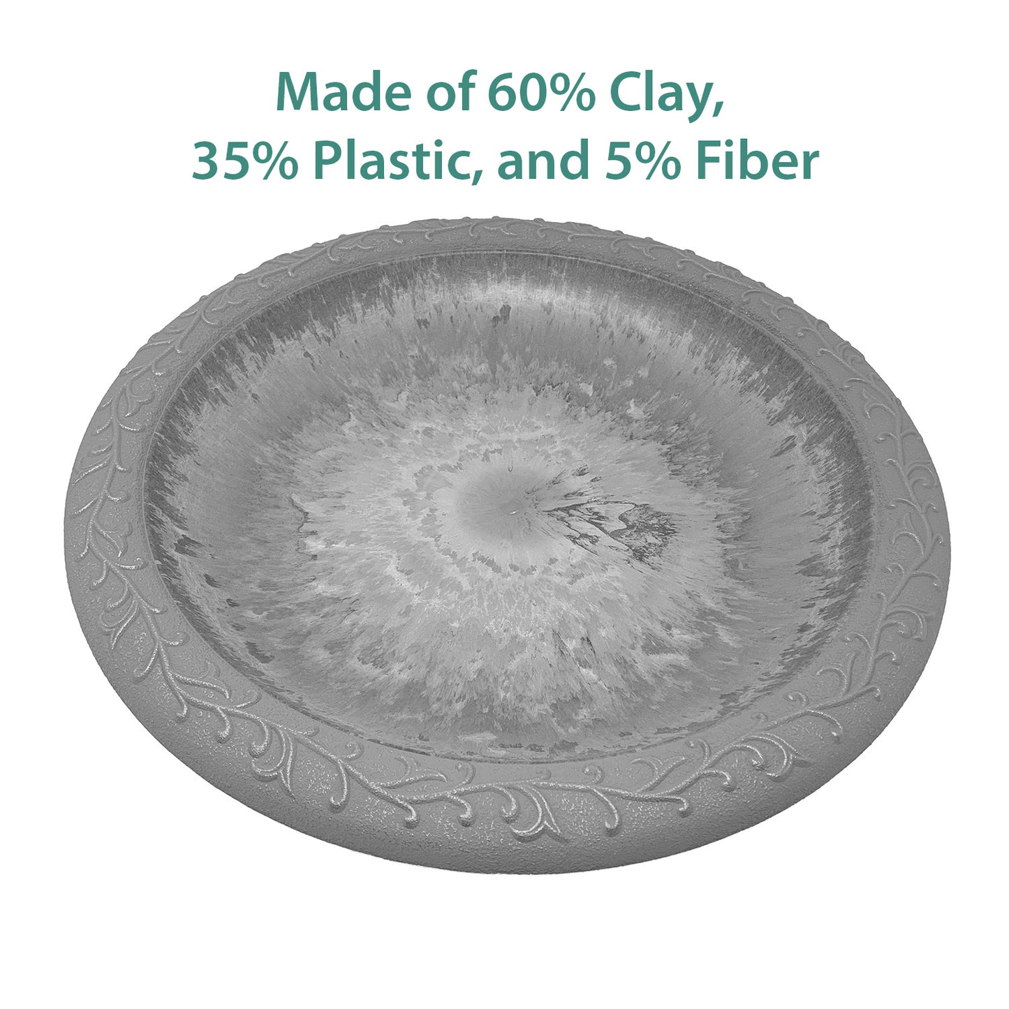19" dia Slate/Wine Fiber Clay Birdbath Bowl -Ship Only