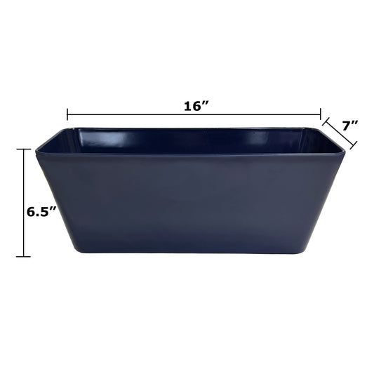 16" Indigo Rectangular Self-Watering Bamboo Planter -Ship Only