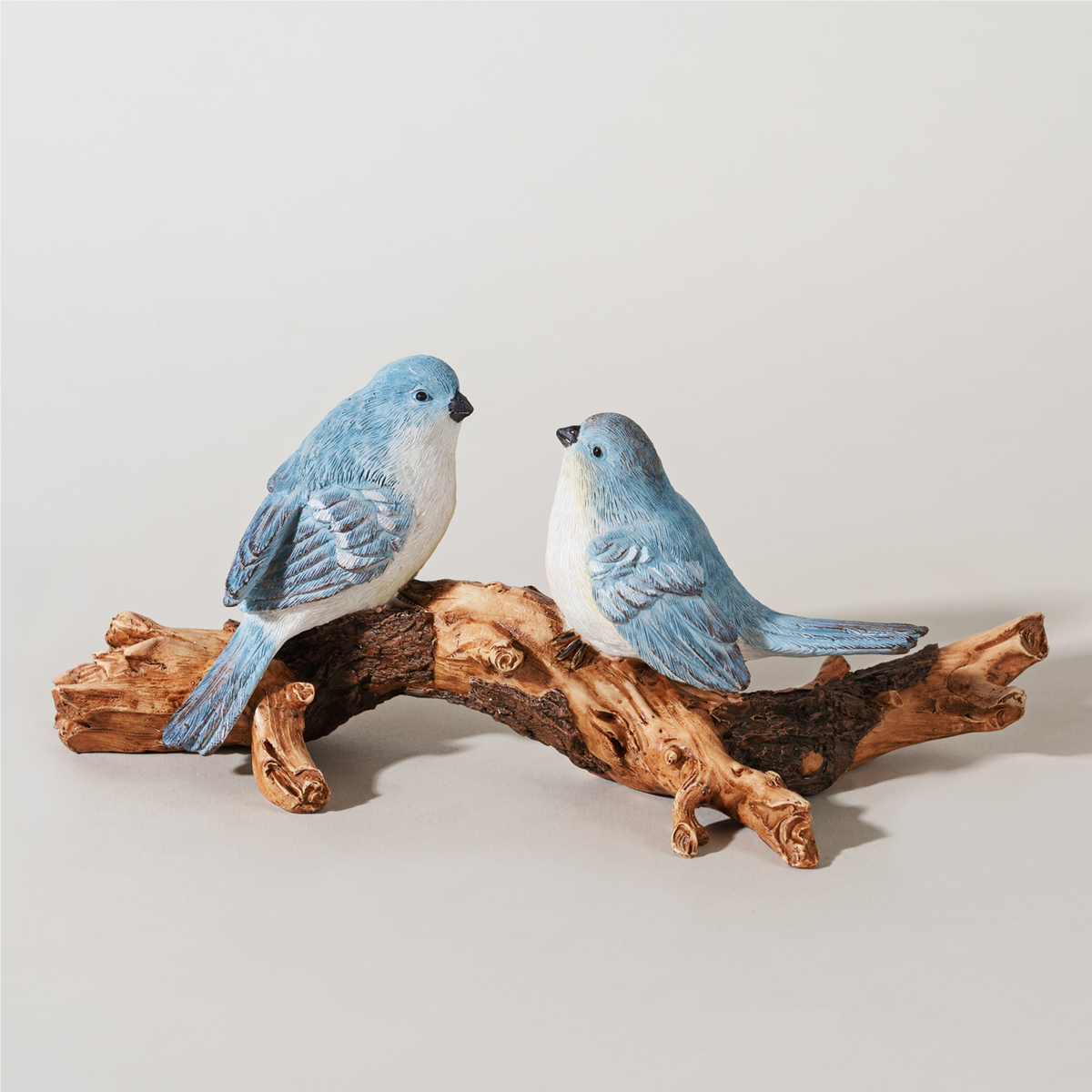 Natural Blue Birds on Branch Figurine 9.5"L -Ship Only