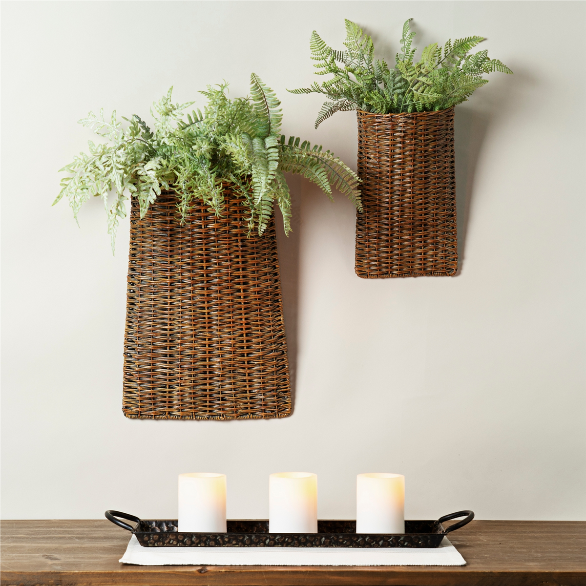 Woven Rattan Wall Basket (Set of 2) -Ship Only