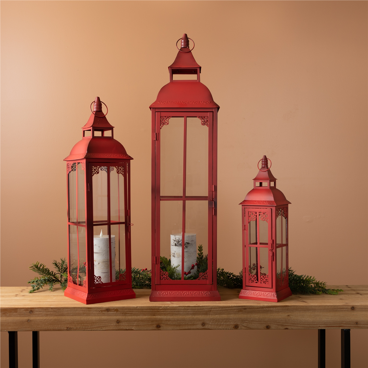 Ornamental Metal Floor Lantern (Set of 3) -Ship Only