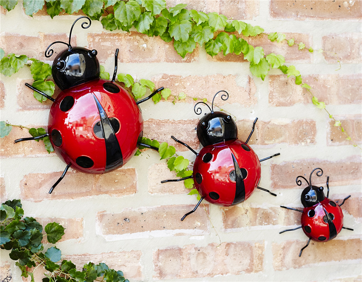 Metal Lady Bug Garden Decor (Set of 6) -Ship Only