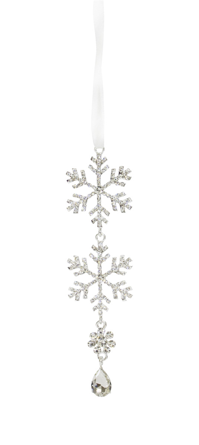 Jewel Tiered Snowflake Ornament Drop (Set of 12) -Ship Only