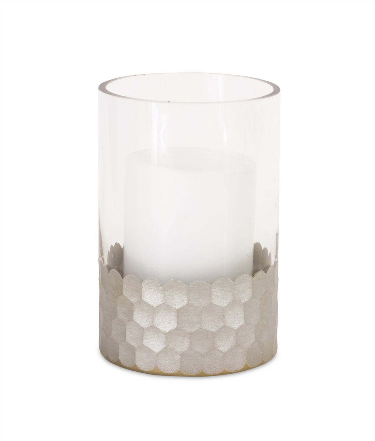 Glass Hurricane Candle Holder with Honeycomb (Set of 2) -Ship Only