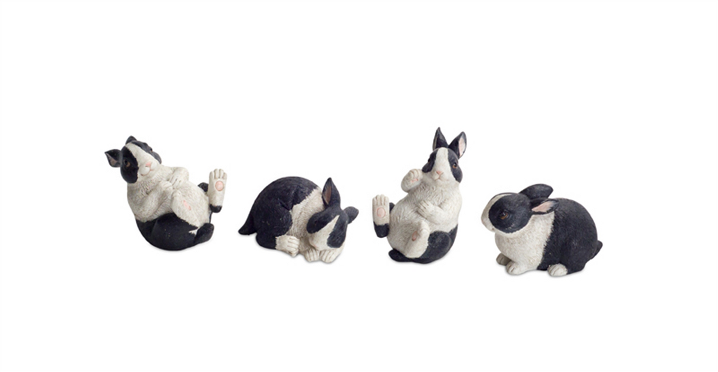Black and White Playful Rabbit Figurine (Set of 16) -Ship Only