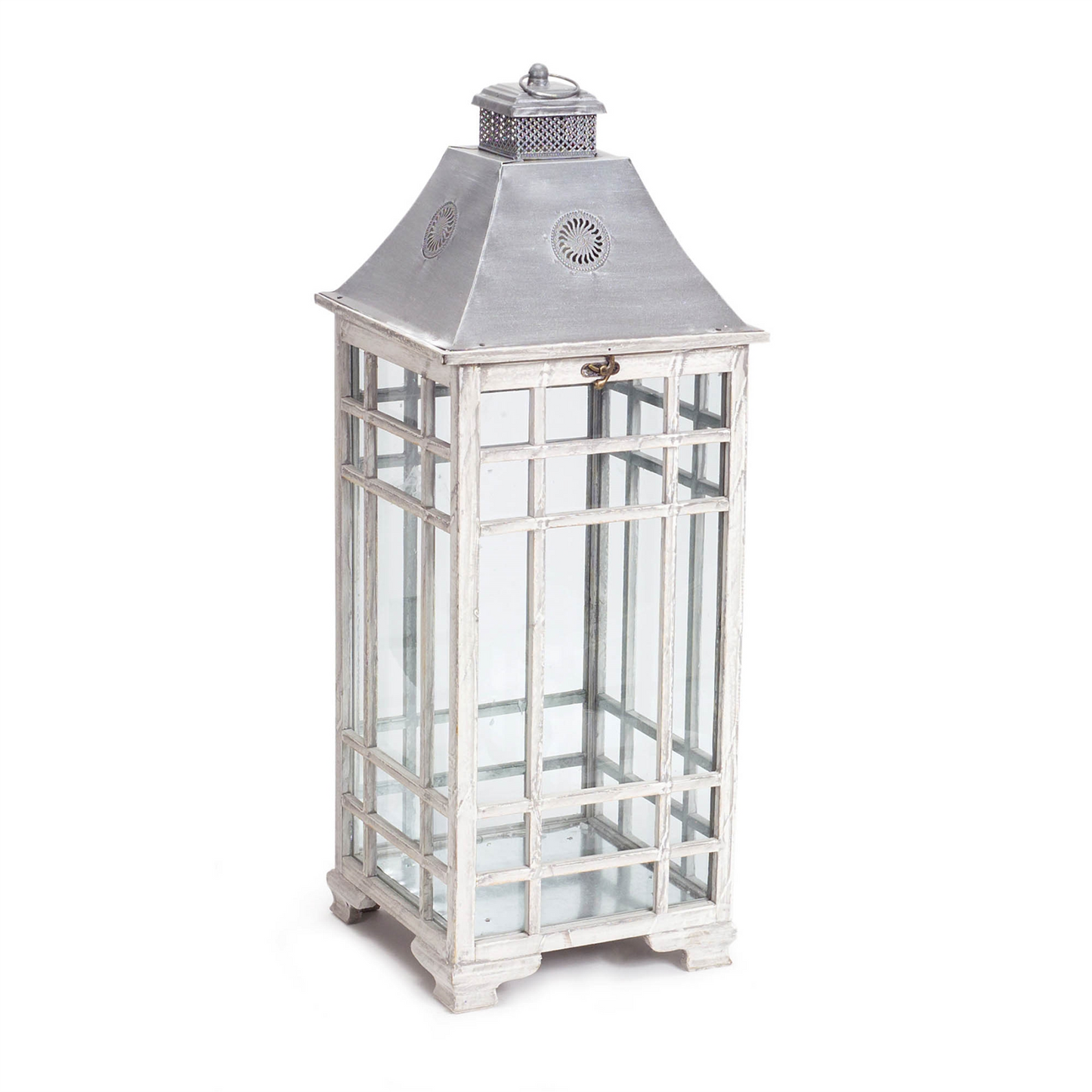 Traditional Farmhouse Lantern with Metal Lid (Set of 2) -Ship Only