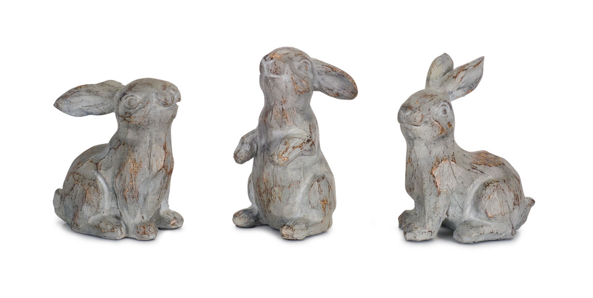 Rabbit (Set of 6) 3.75"H Stone Powder/Resin -Ship Only
