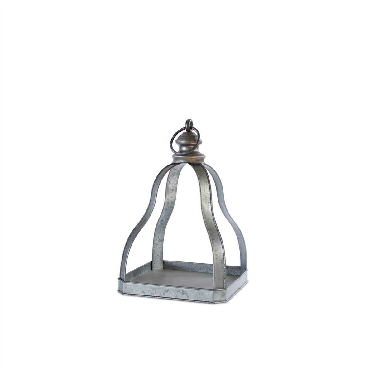 Galvanized Metal Lantern with Open Design (Set of 2) -Ship Only
