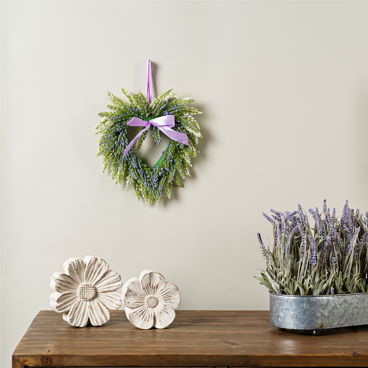 Lavender Heart Wreath (Set of 2) Twig/Plastic 10" -Ship Only