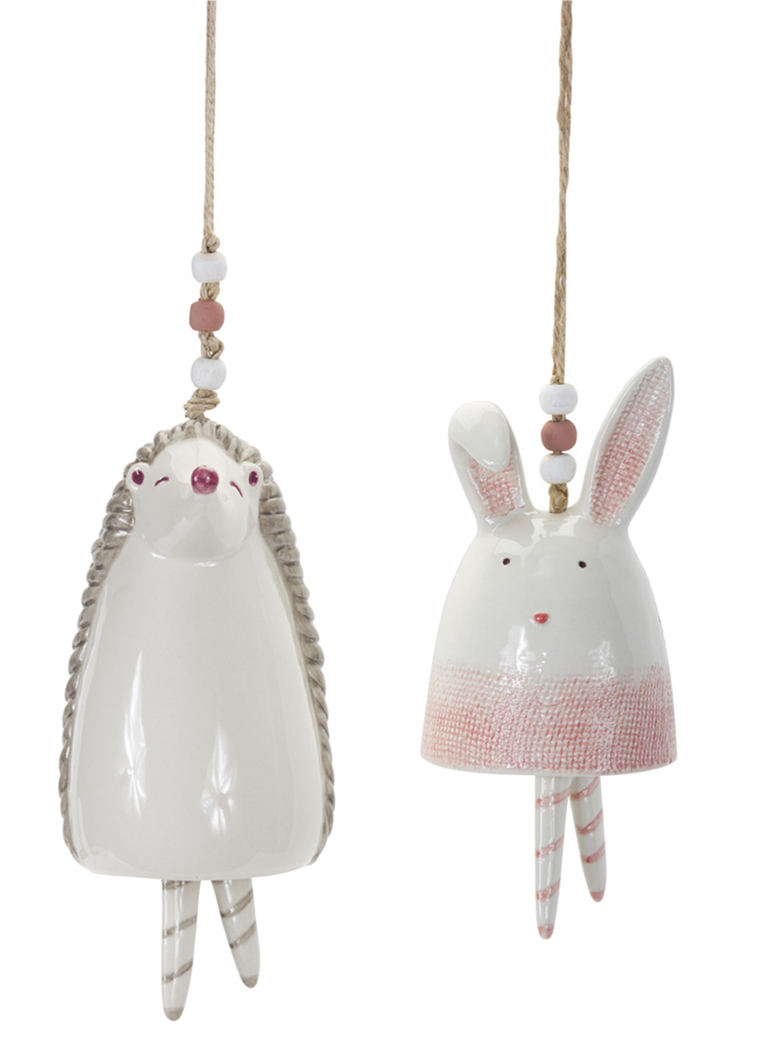 Bunny/Hedgehog Bell (Set of 4) 4.75"H, 7"H Stoneware -Ship Only