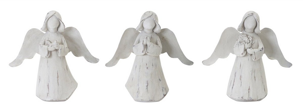 Praying Angel Figurine with Metal Wings (Set of 6) -Ship Only