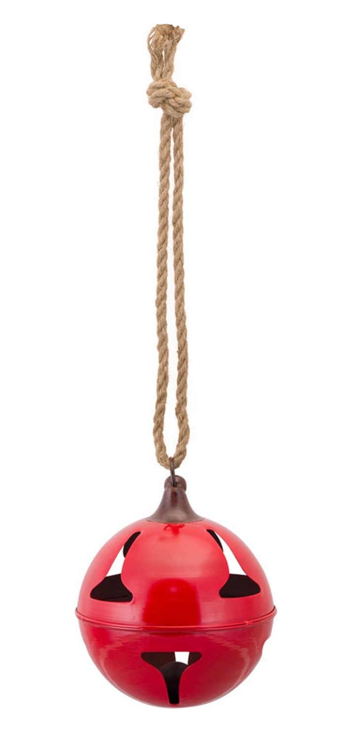 Red Metal Sleigh Bell with Jute Hanger (Set of 2) -Ship Only