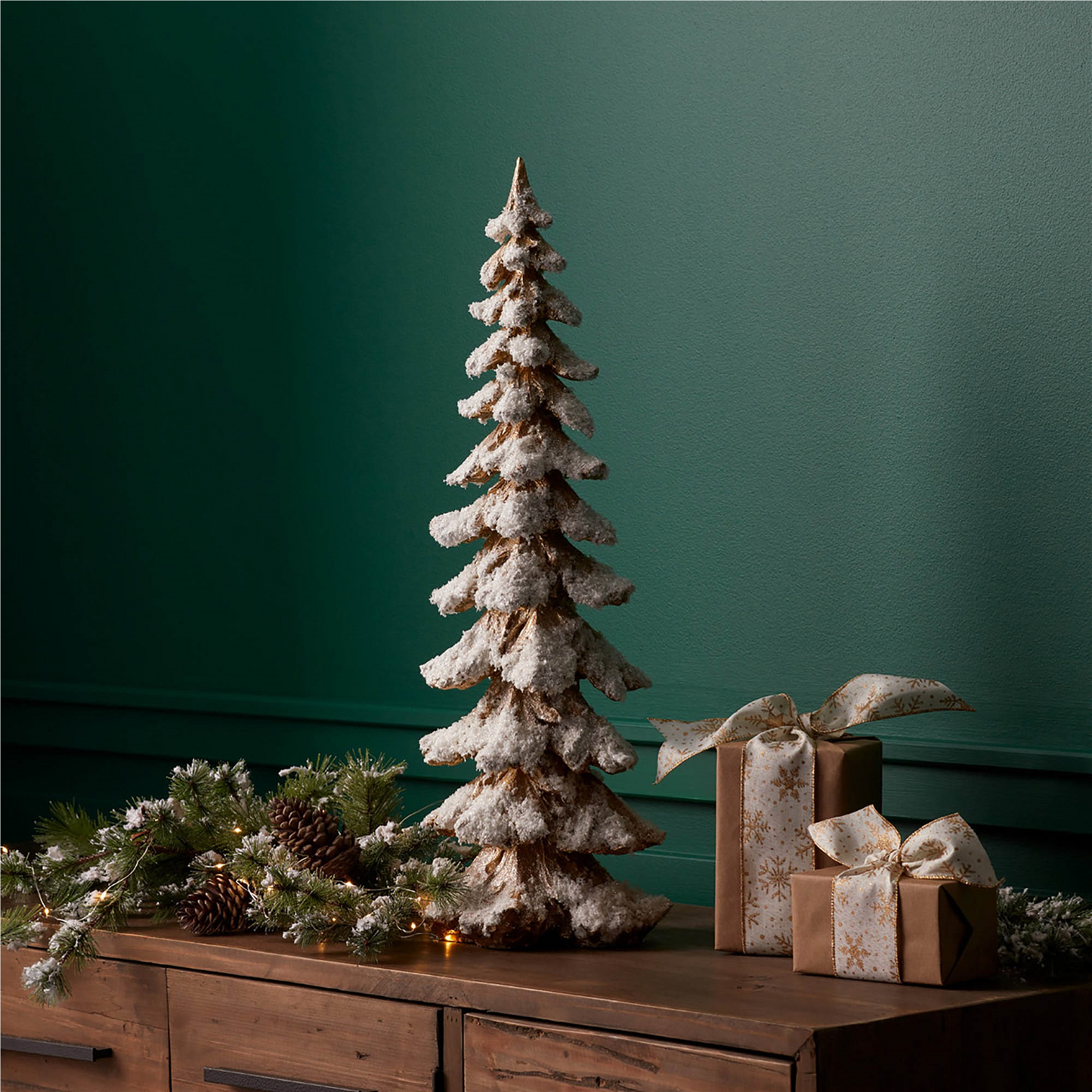 Gold Flocked Pine Tree 26"H -Ship Only