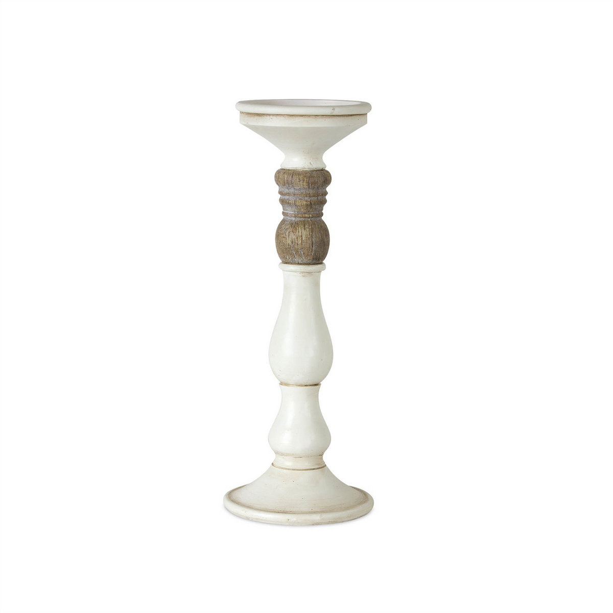 Ivory Candle Holder with Wood Accent (Set of 3) -Ship Only
