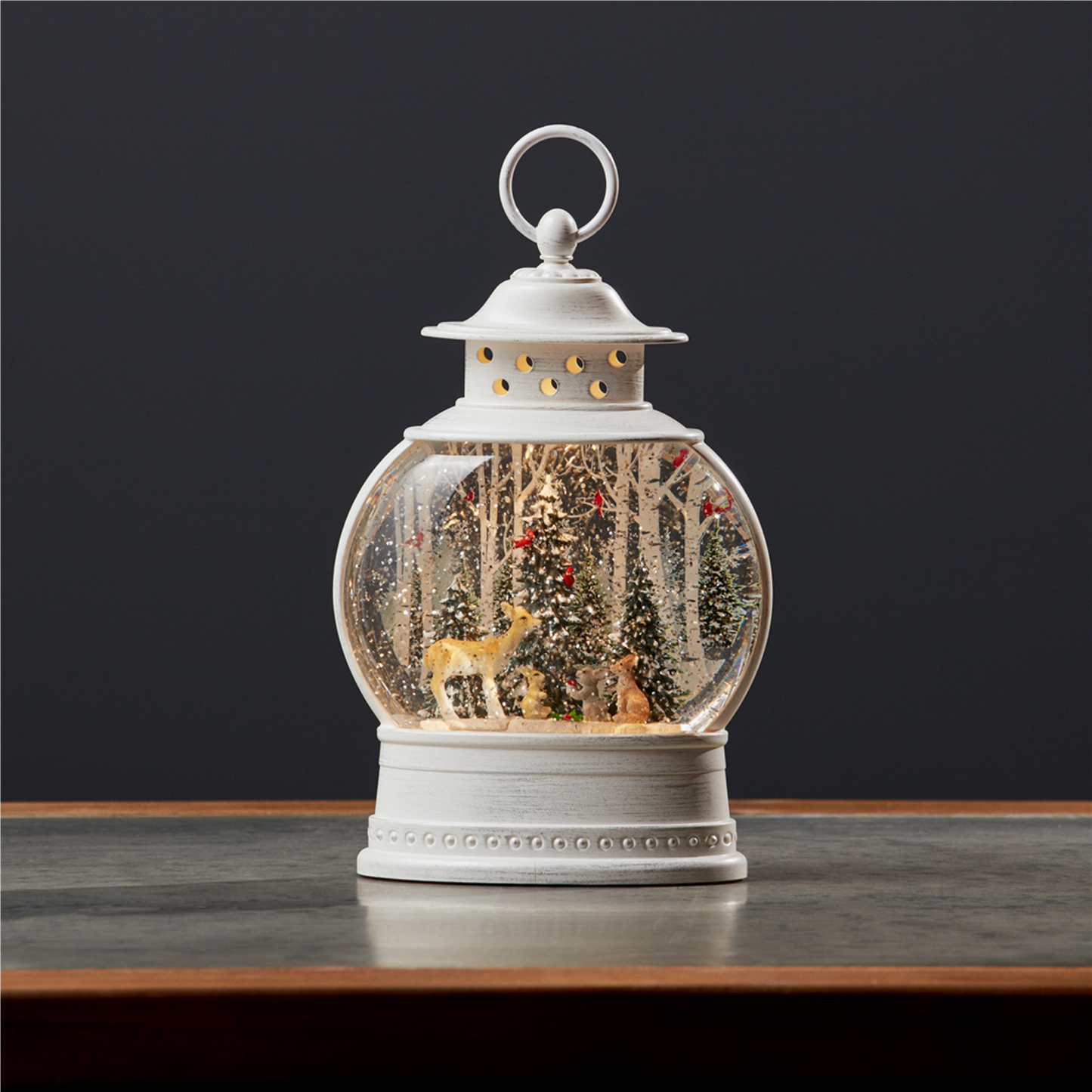 LED Snow Globe Ball with Woodland Deer Scene 11.5"H -Ship Only