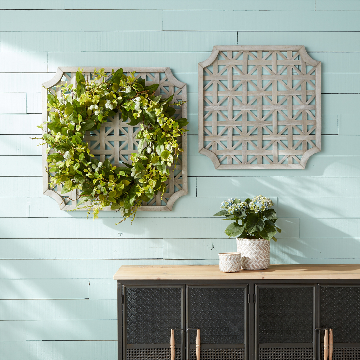 Woven Wood Square Wall Hanging (Set of 2) -Ship Only