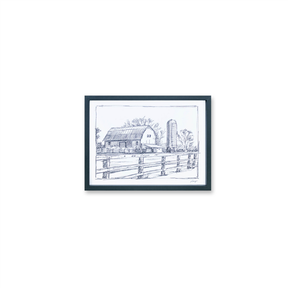 Framed Sketch Art Barn Print (Set of 2) -Ship Only