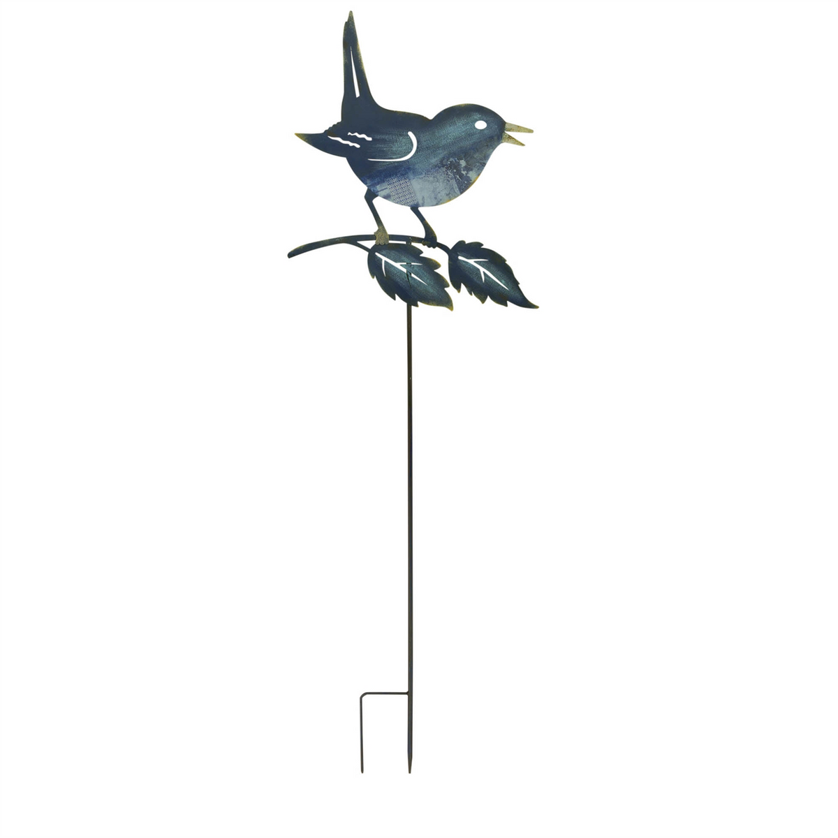 Iron Metal Cut Out Bird and Flower Garden Stake (Set of 2) -Ship Only