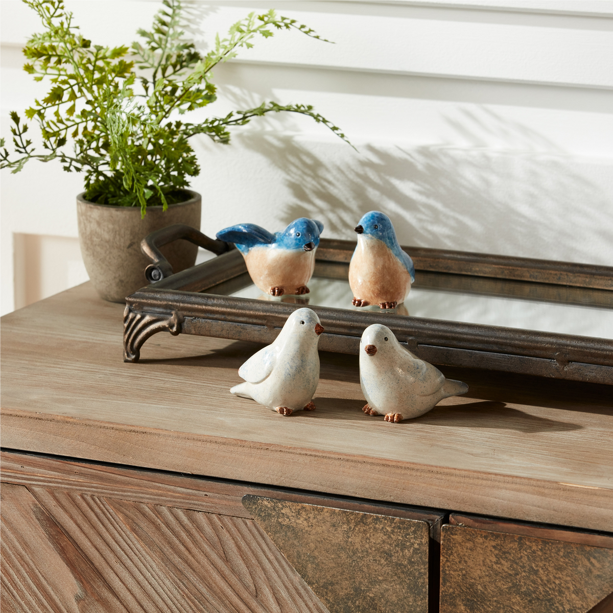 Blue Birds Sitting Figurine (Set of 4) -Ship Only