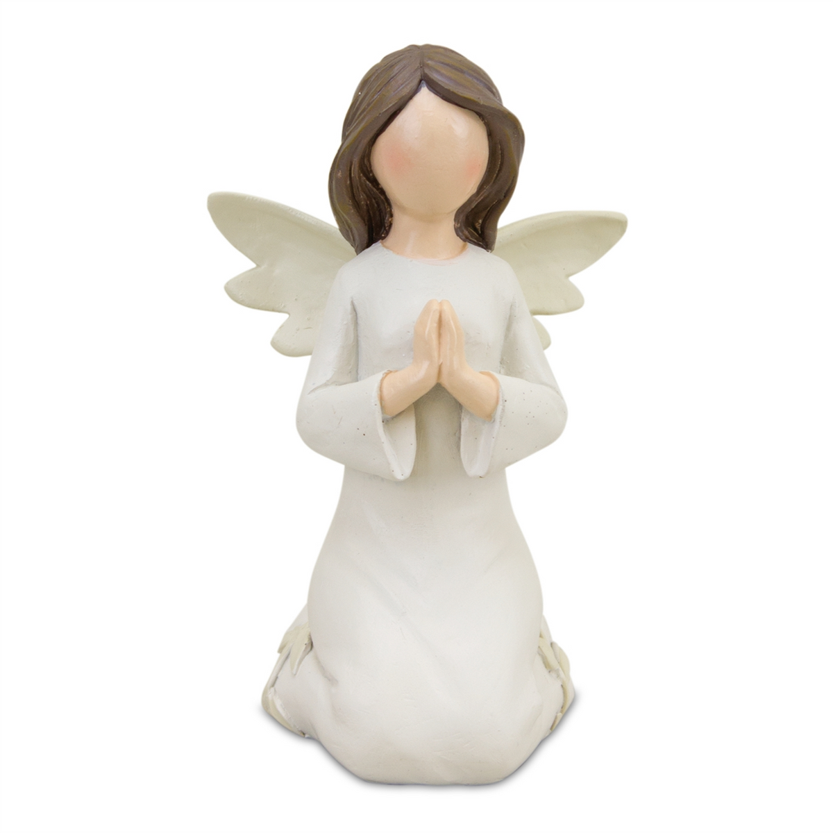Beige Angel Figurine with Raised Floral Accent (Set of 2) -Ship Only