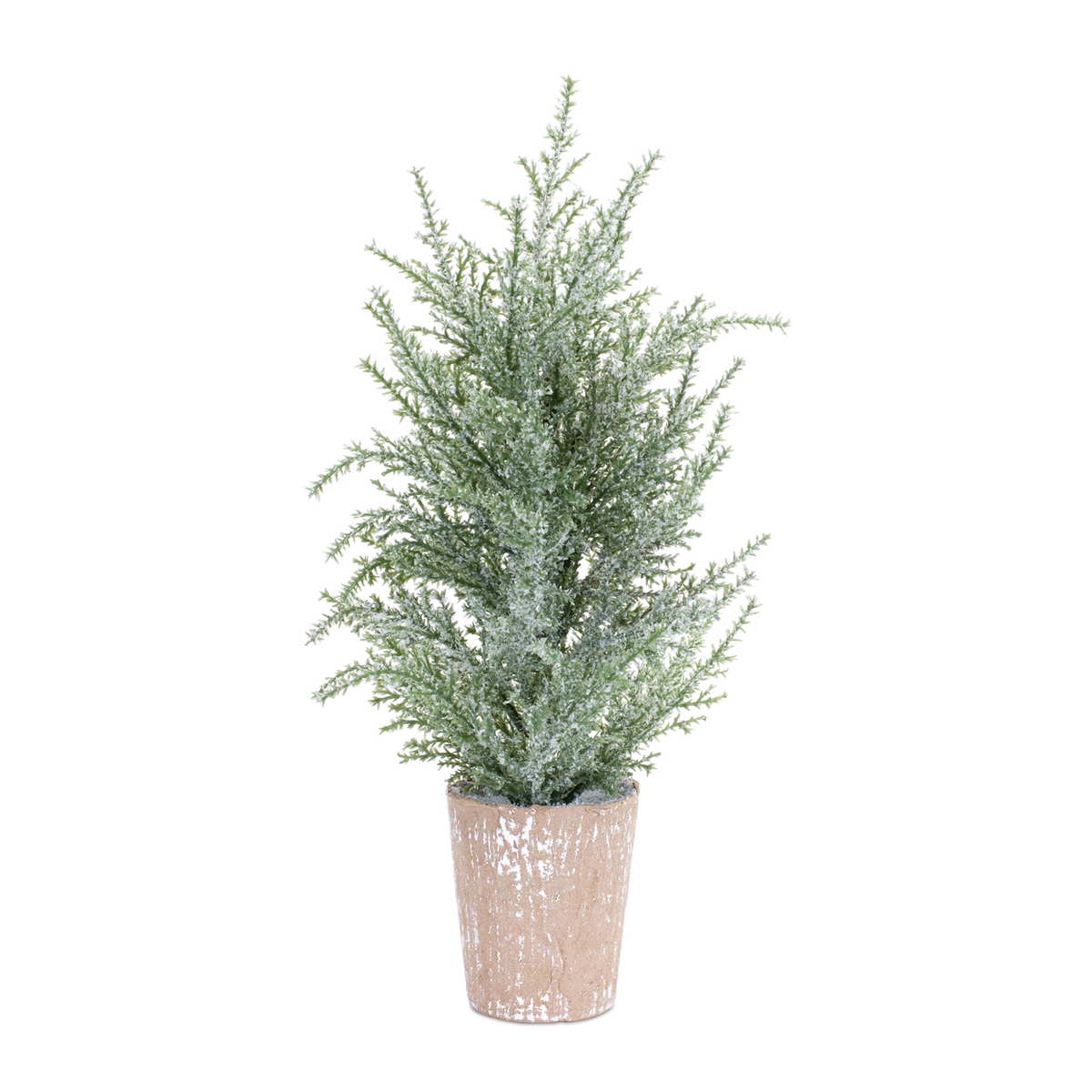 Frosted Holiday Pine Tree in Paper Pot (Set of 4) -Ship Only