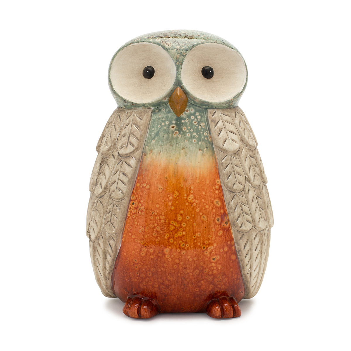 Terra Cotta Owl Figurine with Glazed Accents (Set of 2) -Ship Only