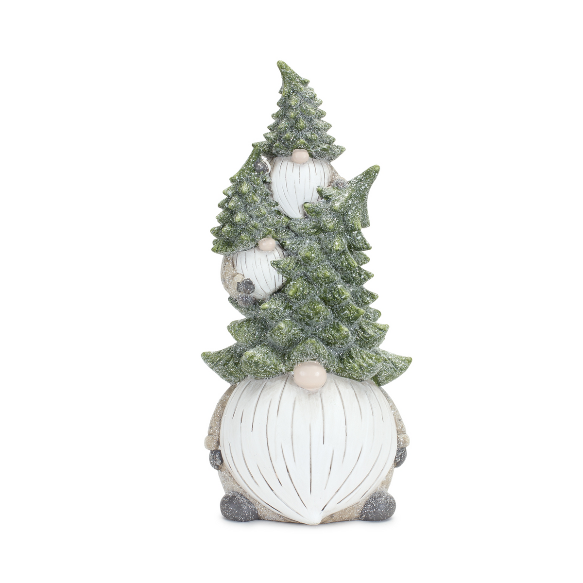 Stone Holiday Gnome Stack with Pine Tree Hat (Set of 2) -Ship Only