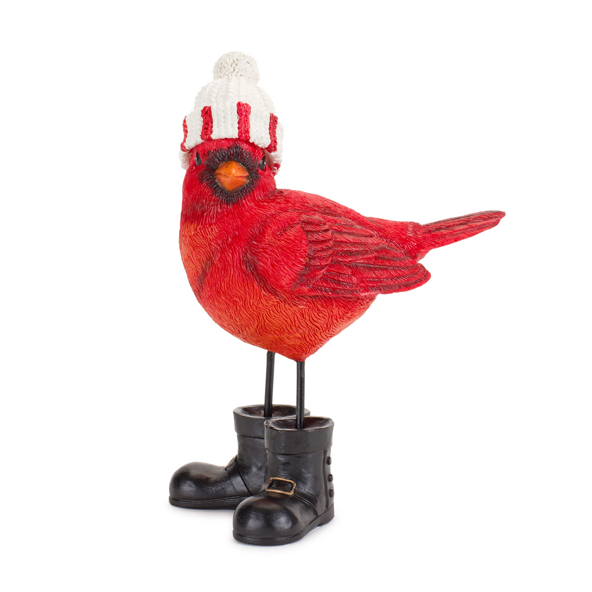 Winter Cardinal Bird Figurine with Santa Boots and Hat (Set of 3) -Ship Only