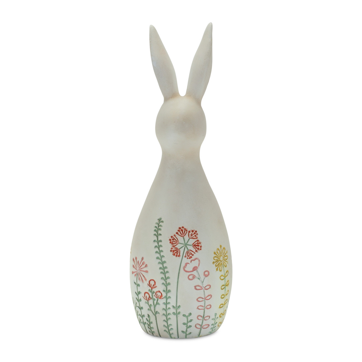 Modern Bunny Rabbit Figurine with Etched Floral Design (Set of 2) -Ship Only