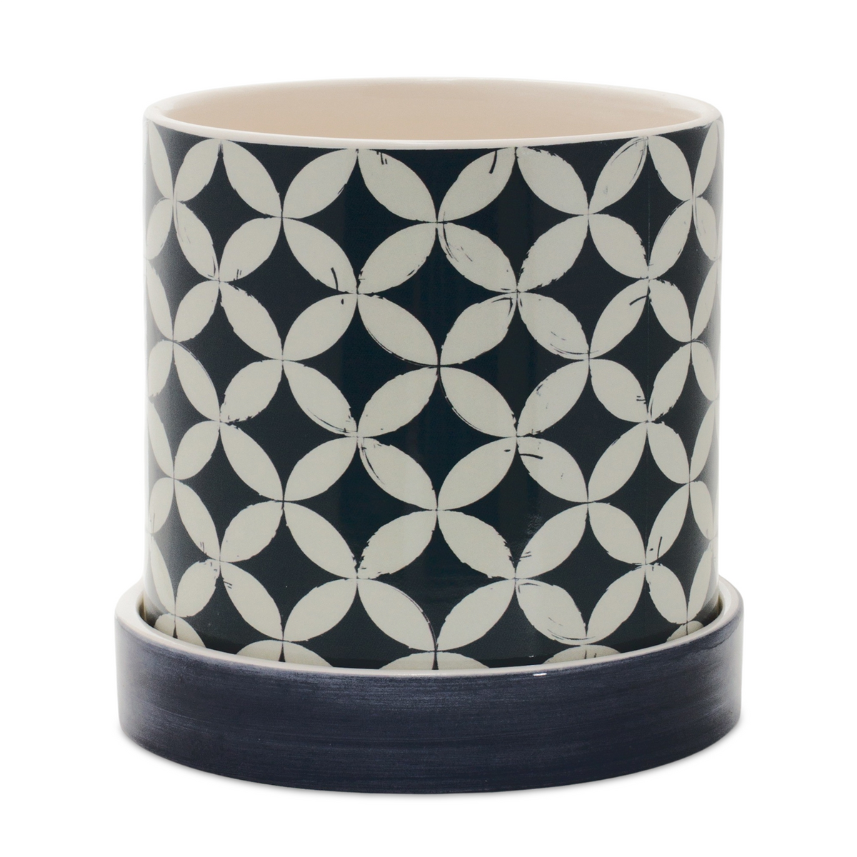 Geometric Pattern Planter with Plate (Set of 2) -Ship Only