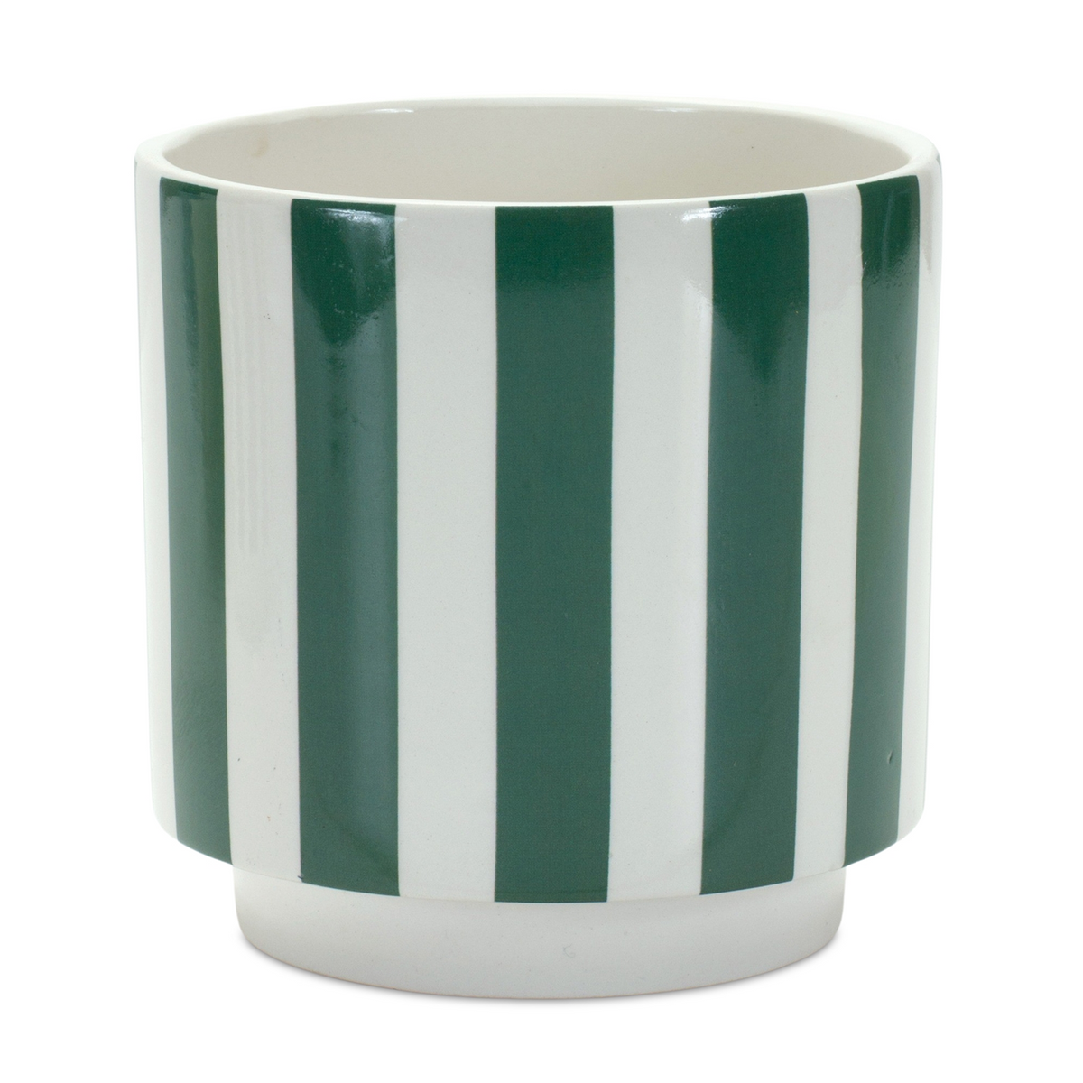 Green and White Striped Planter (Set of 2) -Ship Only