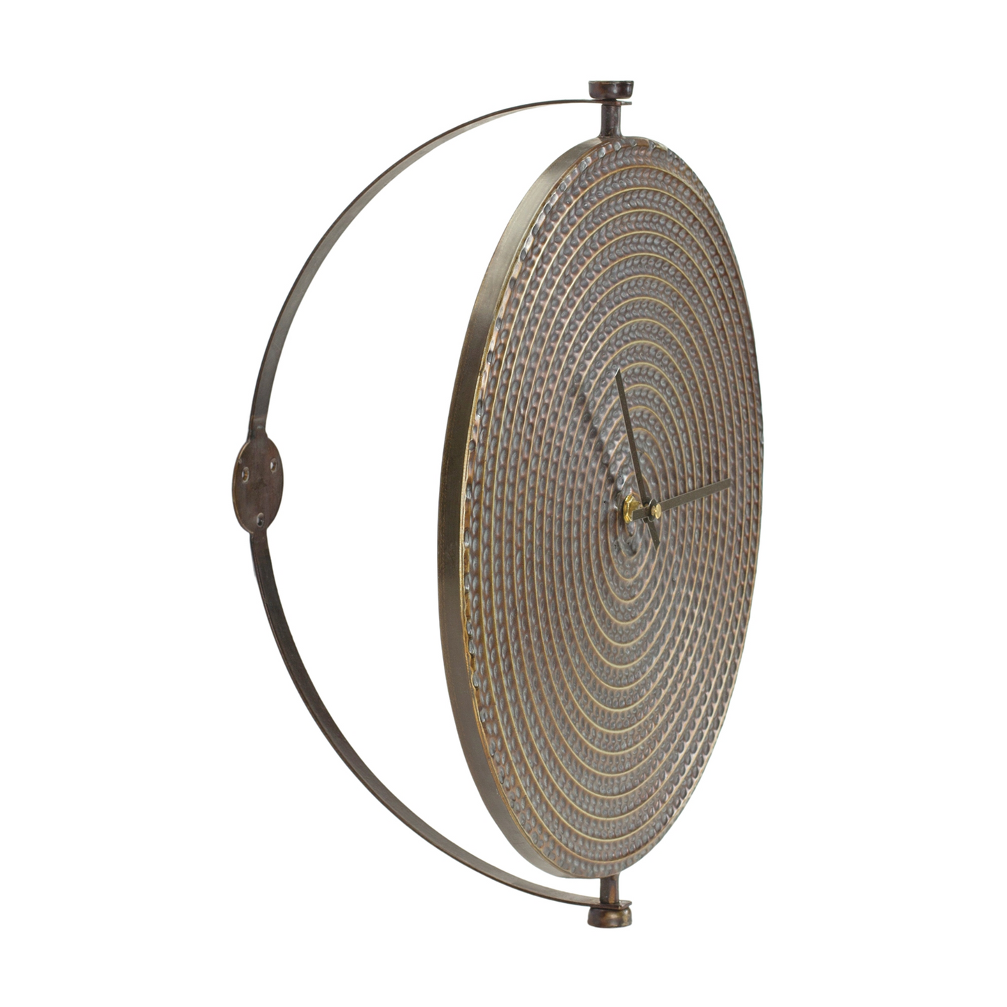 Bronze Metal Wall Clock with Suspended Stand 15"D -Ship Only