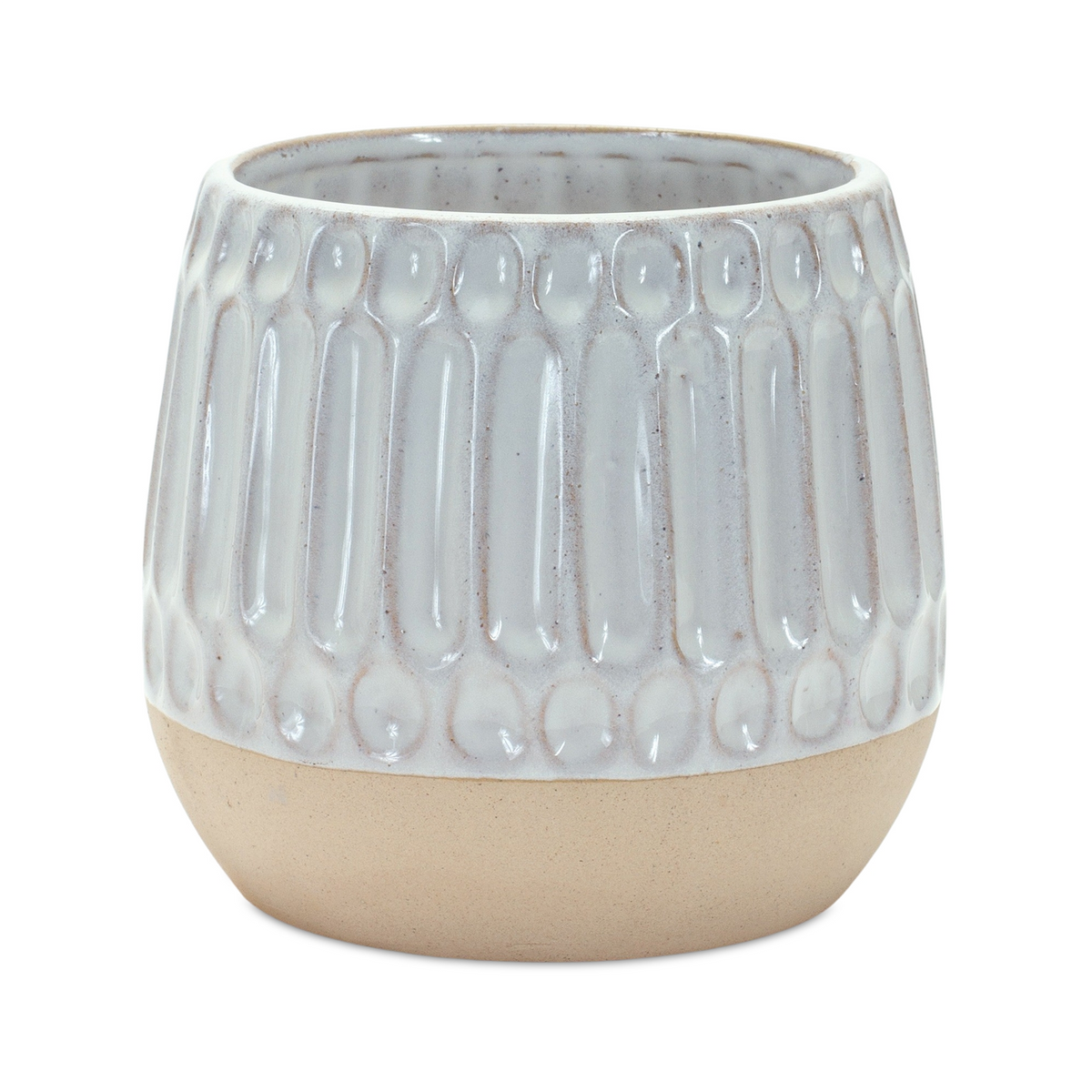 Ribbed Porcelain Vase with Two Tone Design (Set of 2) -Ship Only