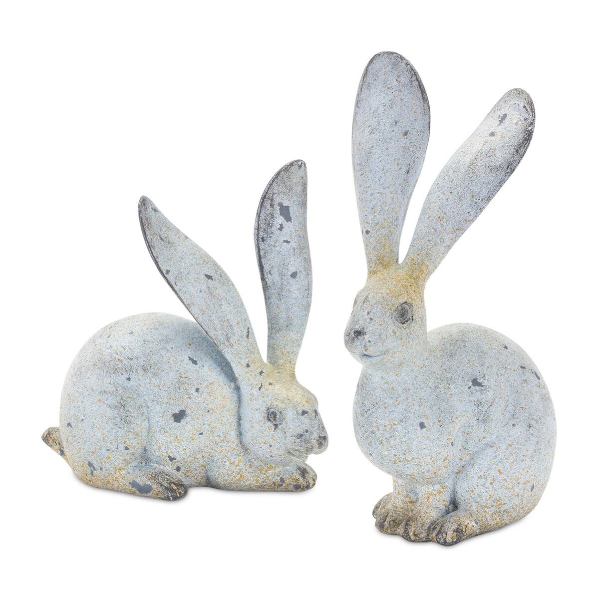 Weathered Stone Rabbit Statue with Distressed Finish (Set of 4) -Ship Only