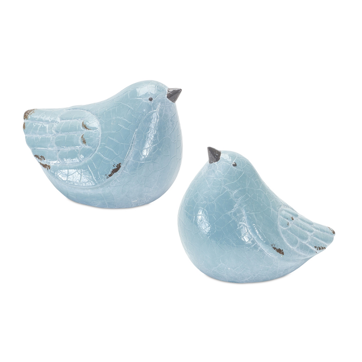 Cracked Terra Cotta Bird Figurine with Distressed Finish (Set of 4) -Ship Only