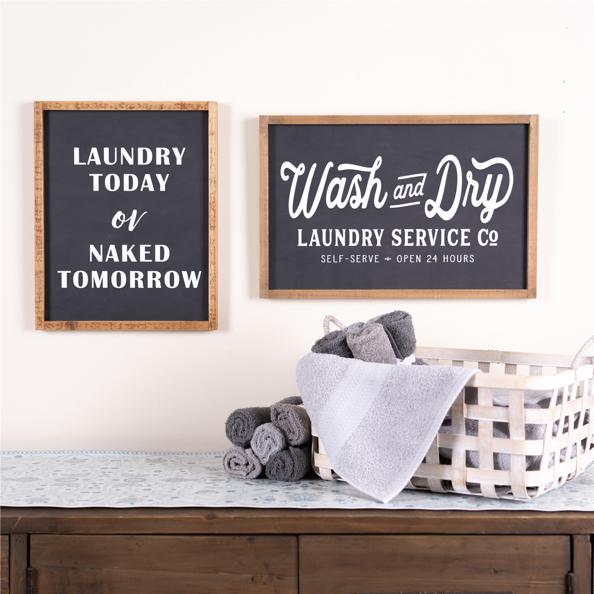 Wood Laundry Sentiment Sign 15"H -Ship Only