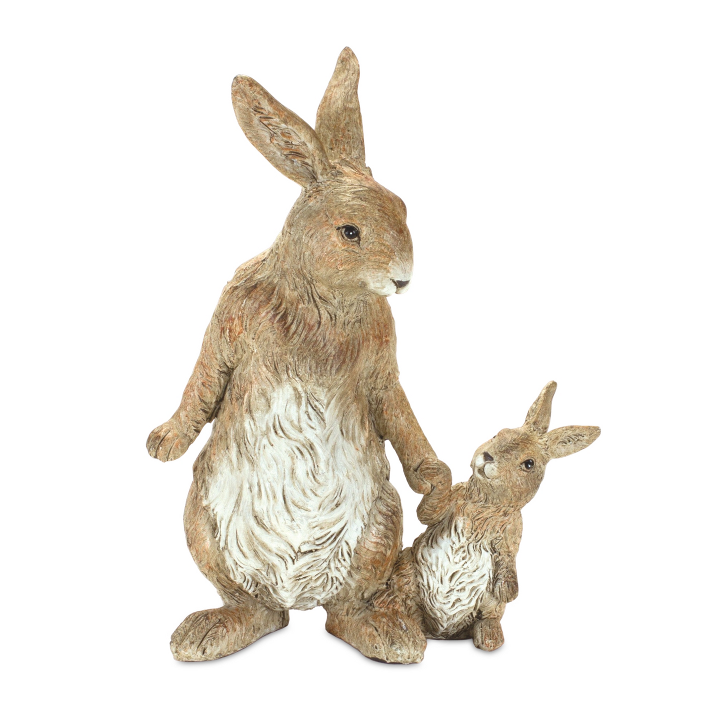 Stone Mother Rabbit and Baby Bunny Figurine (Set of 2) -Ship Only