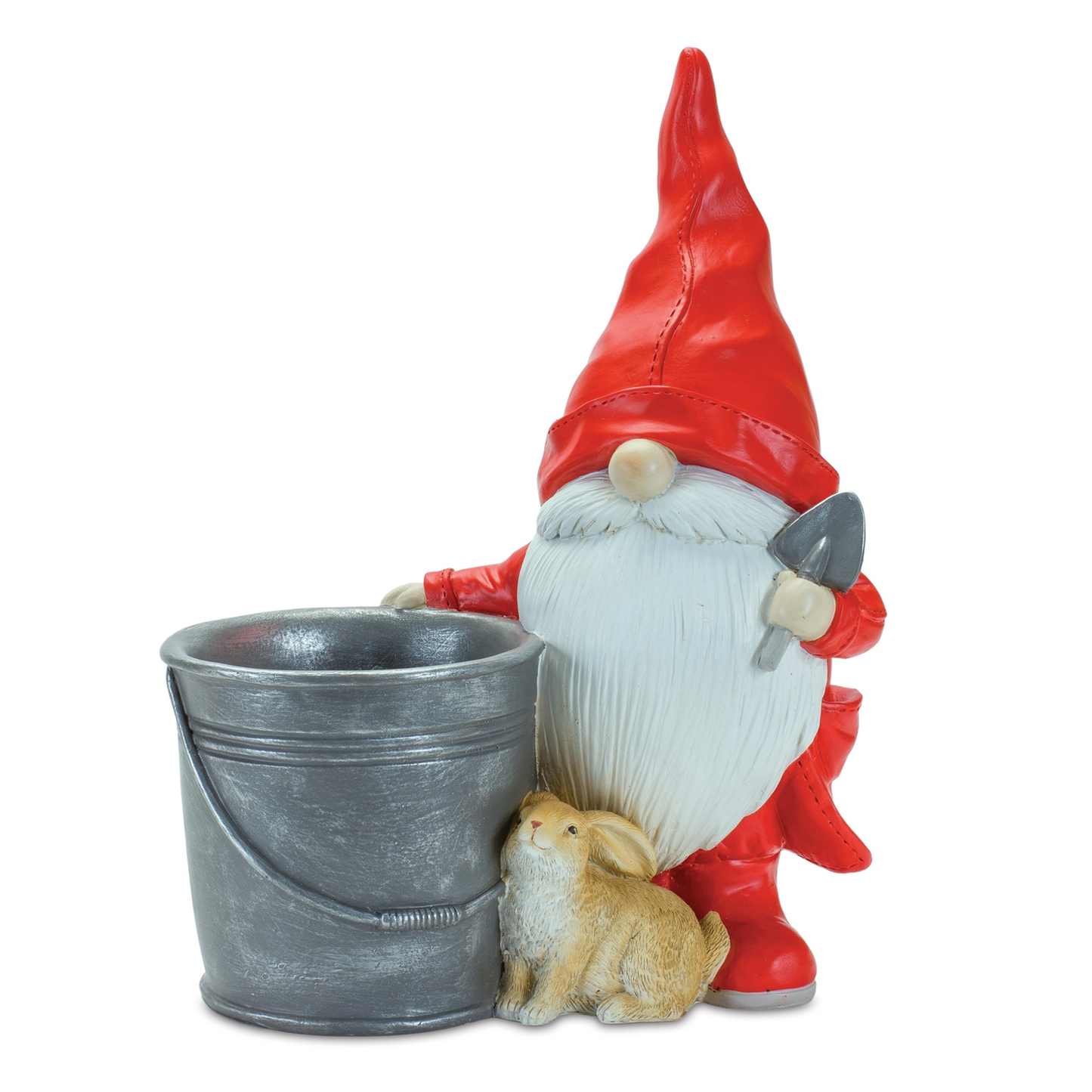 Raincoat Garden Gnome Statue with Bucket Planter (Set of 2) -Ship Only
