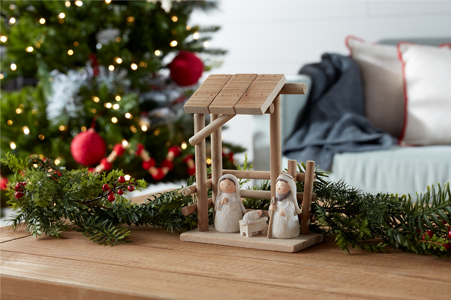 Wooden Creche Nativity Scene 9"H -Ship Only
