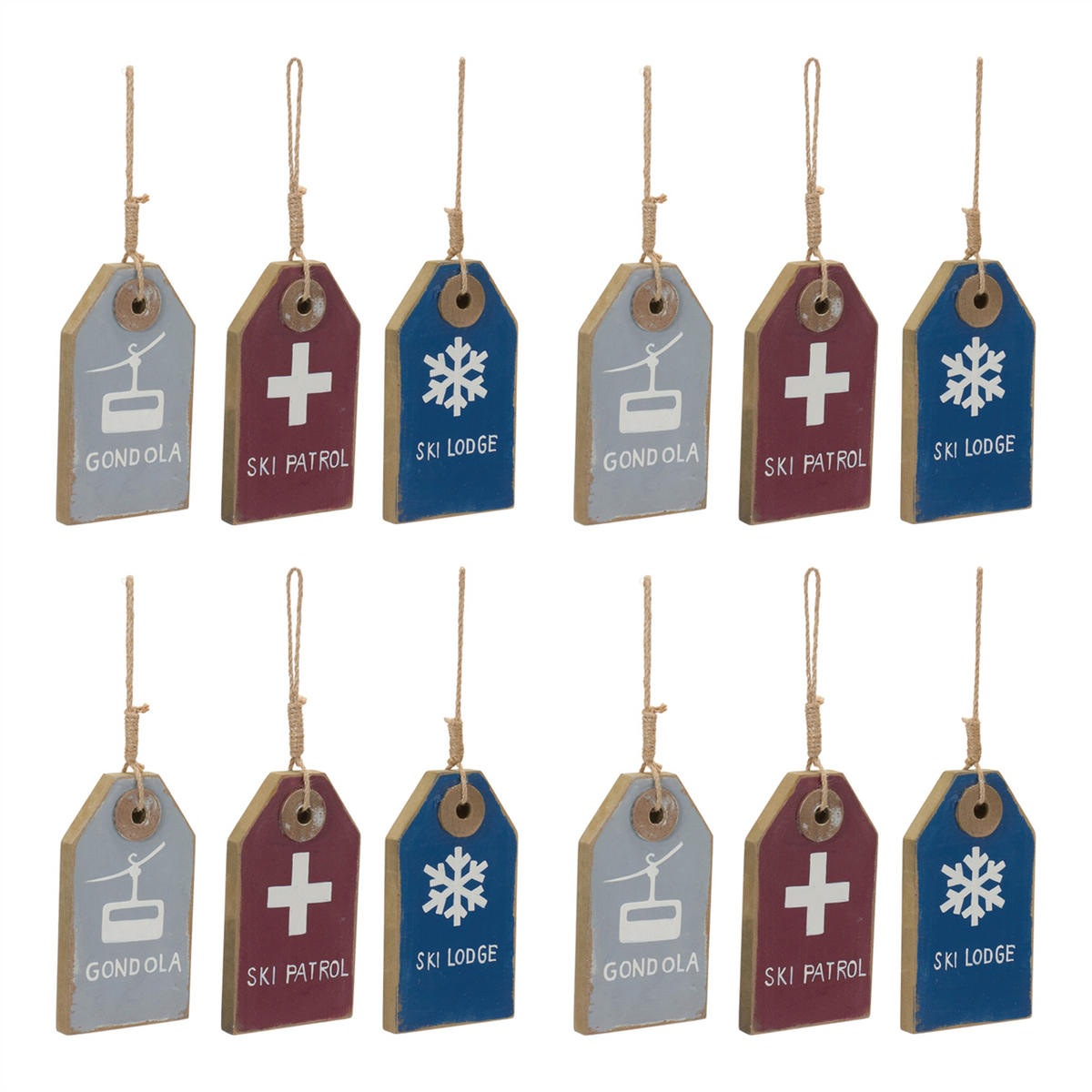 Wood Ski Tag Ornament (Set of 12) -Ship Only