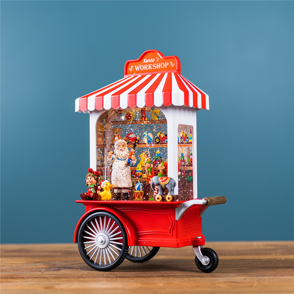 LED Snow Globe Santa's Workshop Stand 10.75"H -Ship Only
